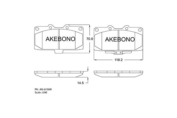 Тормозные колодки дисковые AKEBONO AN615WK