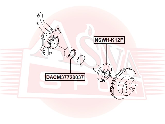 Подшипник ступичный передний с магнитным кольцом абс ASVA DACM37720037