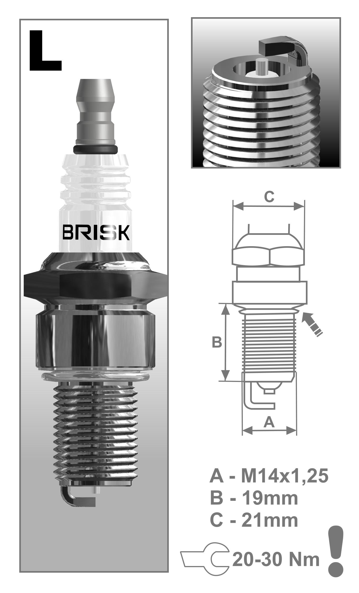 Свеча зажигания silver (интервал замены - max. 30 000 km) BRISK LR15YS9