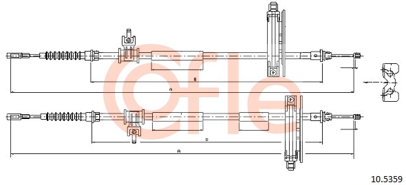 Трос стояночного тормоза задн ford focus all (дисковые тормоза) 99-03 COFLE 92105359