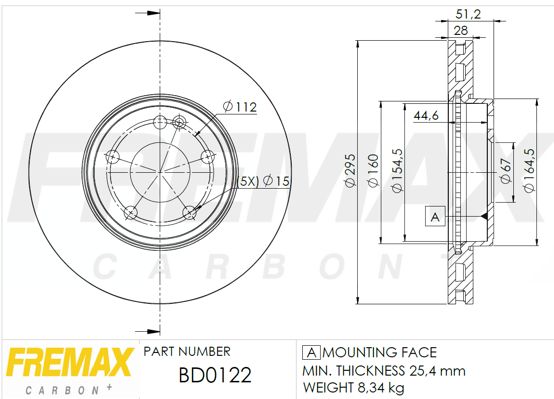 Тормозной диск передний mercedes benz a220(295х51) FREMAX BD0122