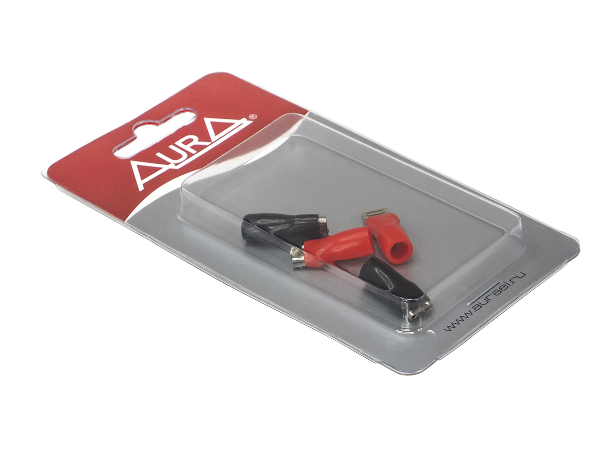 Клемма акустическая 6,3 мм (комплект 2 черных + 2 красных) arua acn-0663 AURA ACN0663