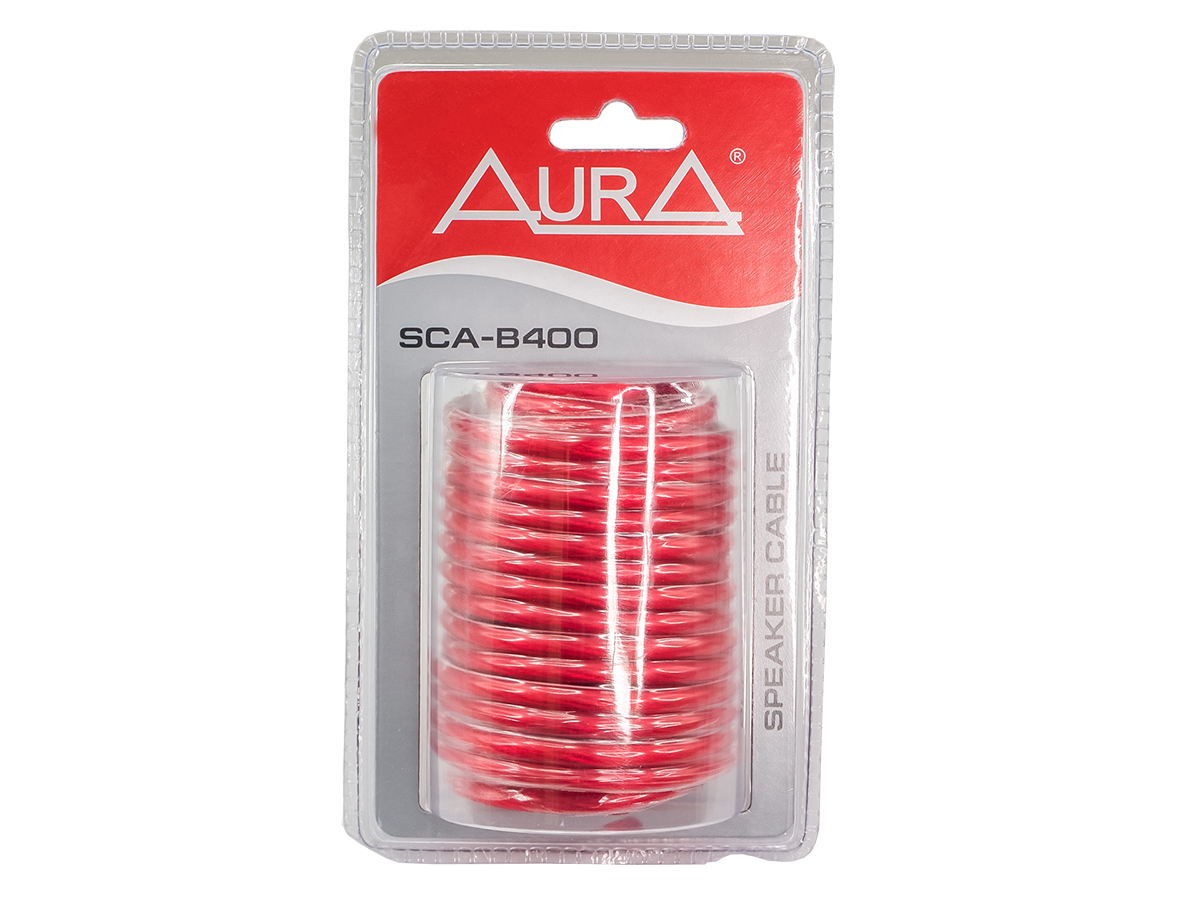 Кабель акустический 12awg (d 4 мм) aura 5 м красный прозрачный sca-b400 (блистер) AURA SCAB400