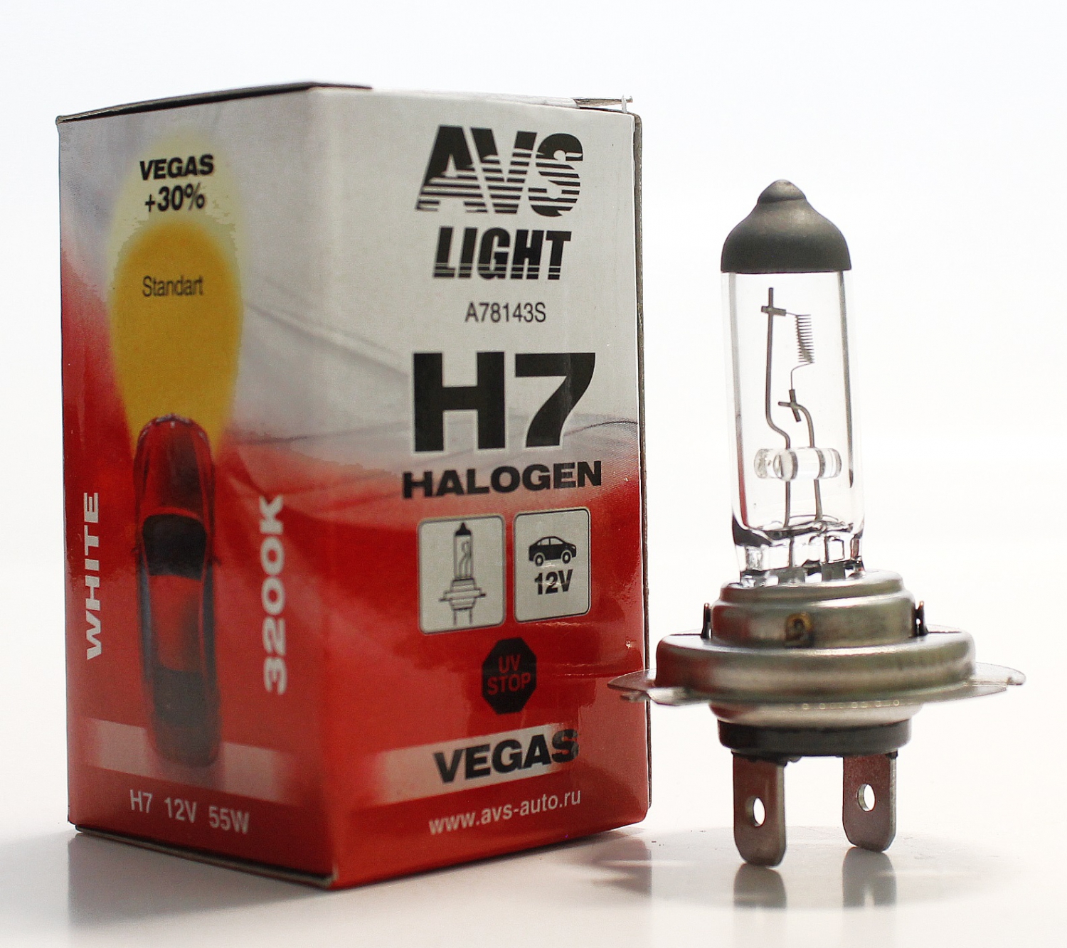 галогенная лампа avs vegas h7.12v.55w.1шт. AVS A78143S