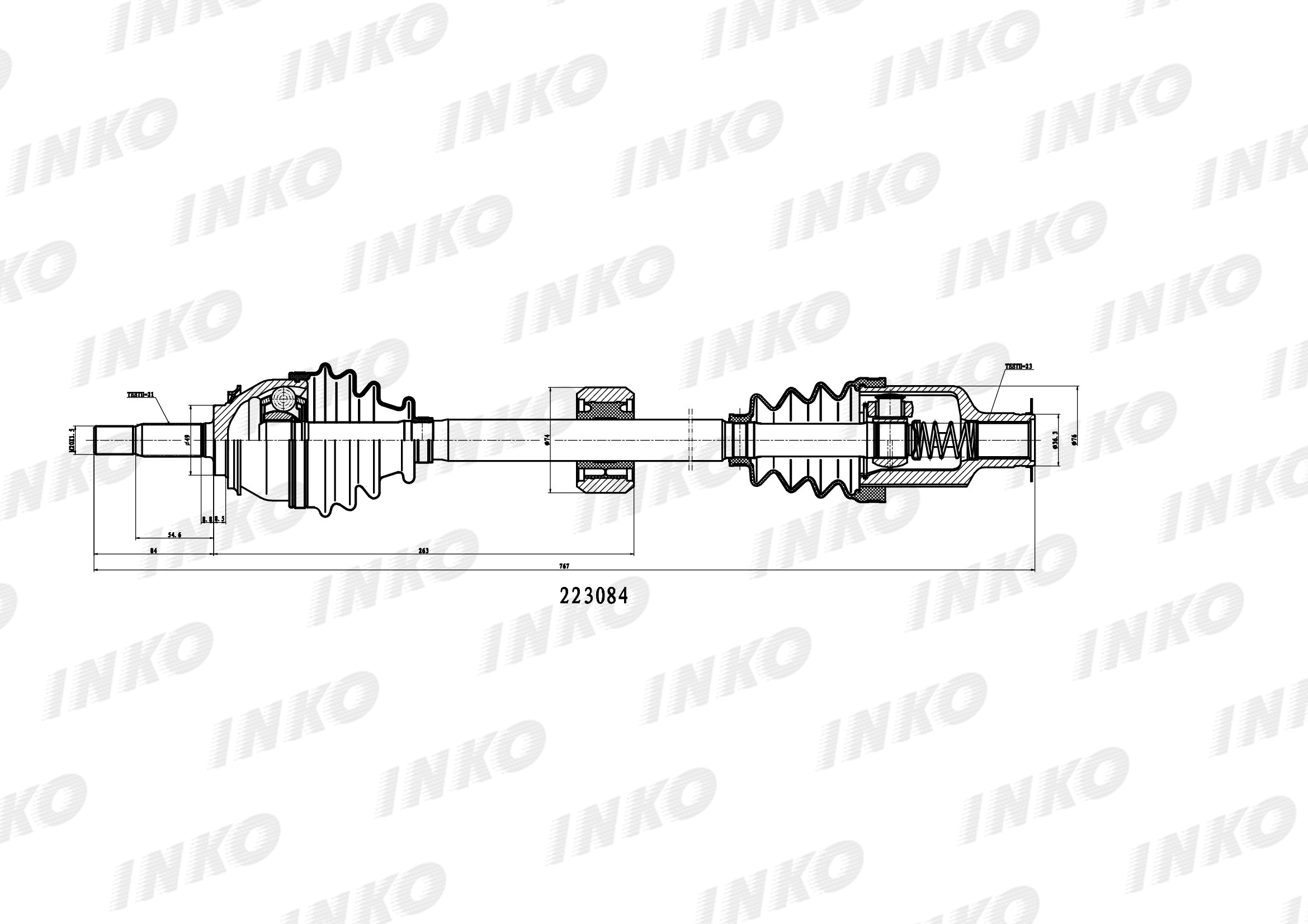 Вал приводной в сборе | прав | 21/23 INKO 223084