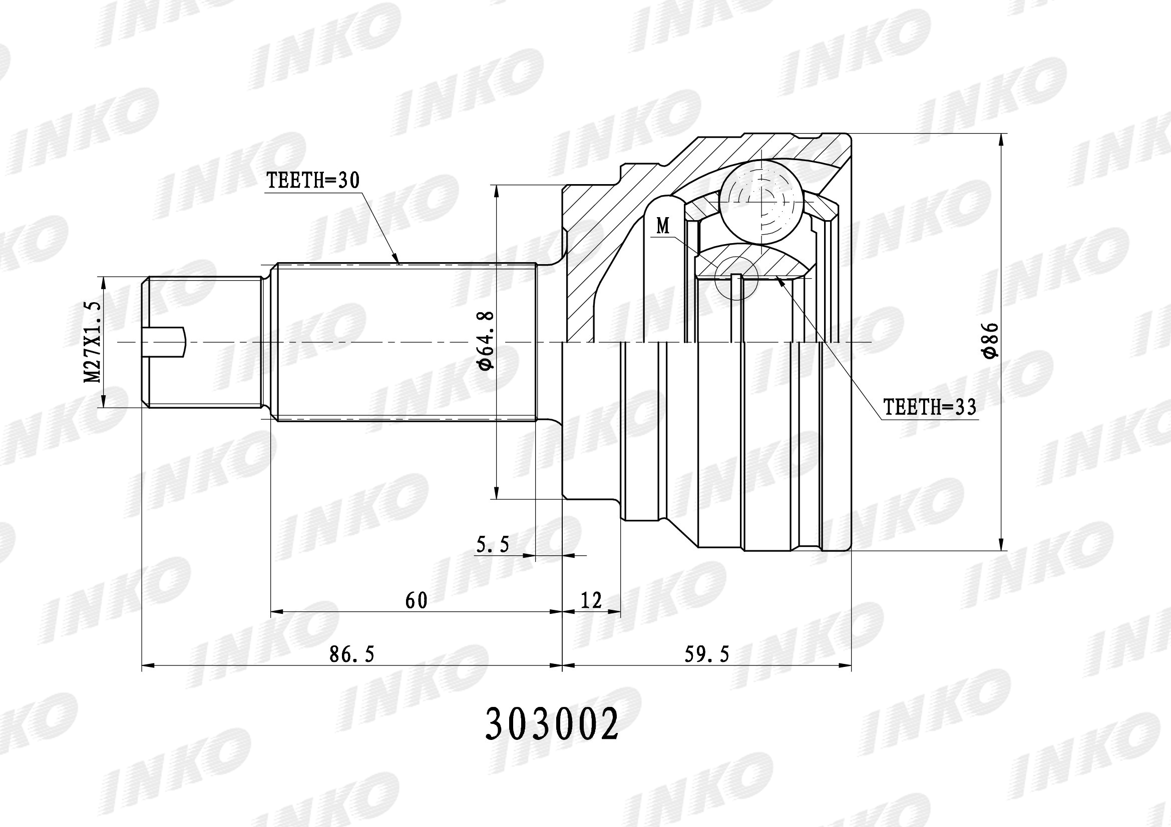 Шрус внешний 30/33 INKO 303002