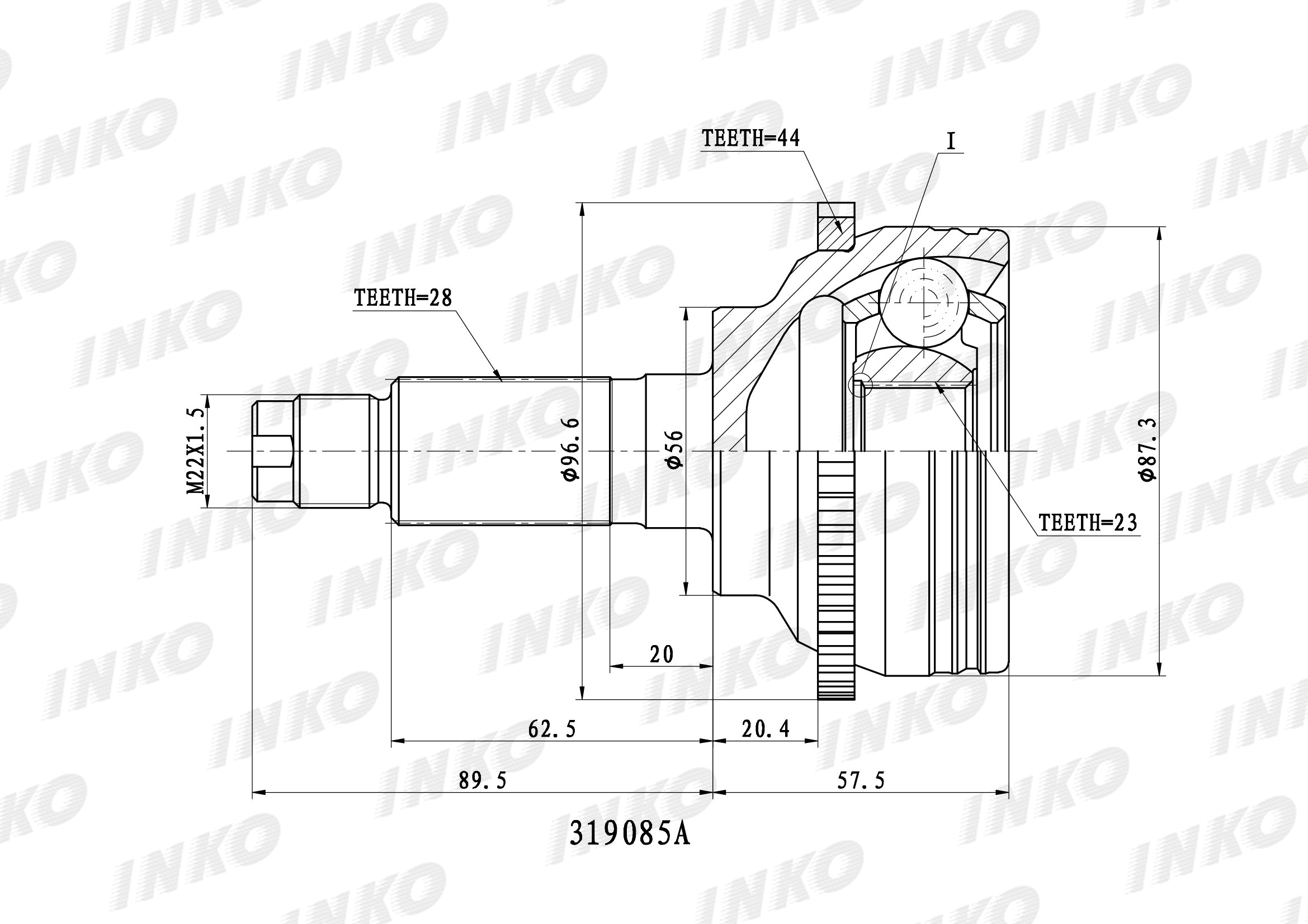 Шрус внешний 28/23 abs 44 INKO 319085A