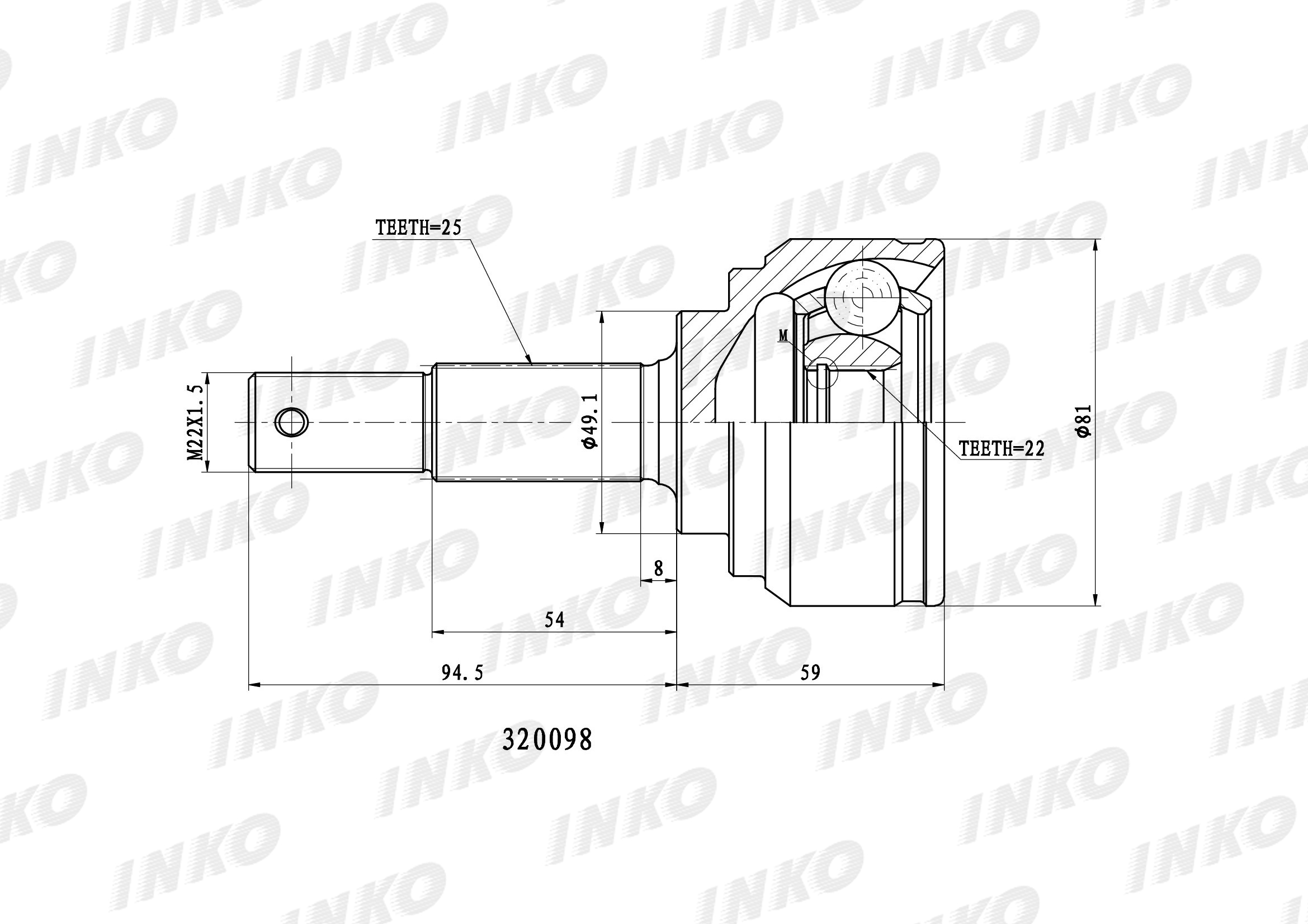 Inko 320138 шрус наружный. Inko 331013 шрус наружный. Шрус внешний 25/22 Inko 317018. Inko 320138 шрус внешний 23/22.