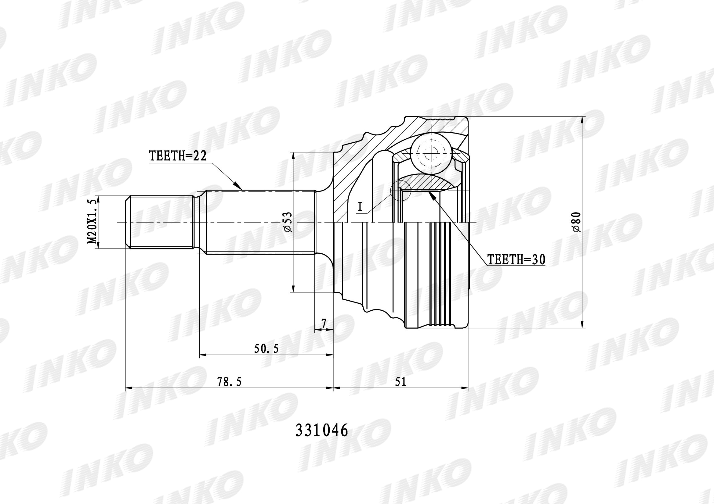 Шрус внешний22/30 INKO 331046