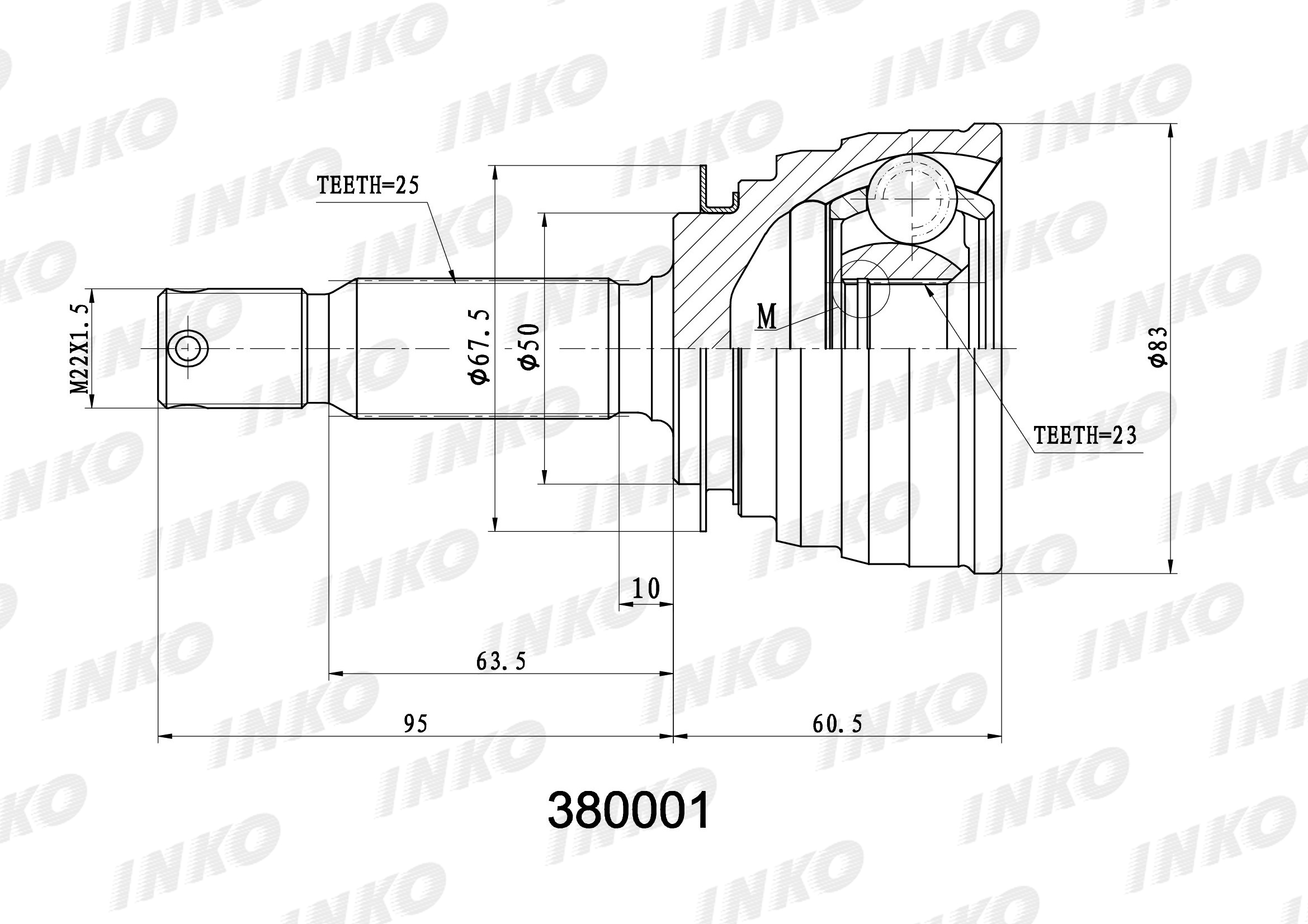 Шрус внешний25/23 INKO 380001