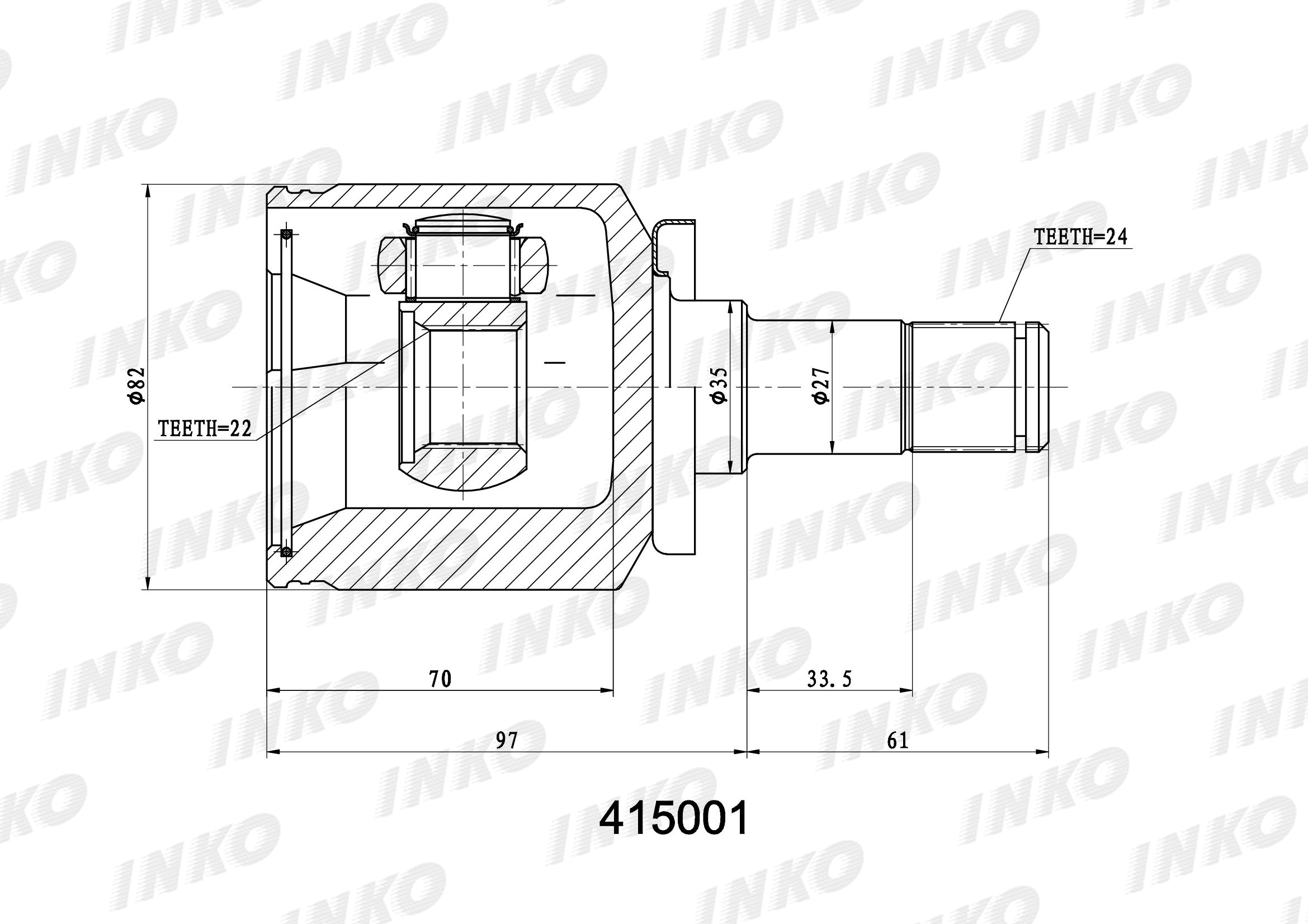 Шрус внутренний 24/22 INKO 415001