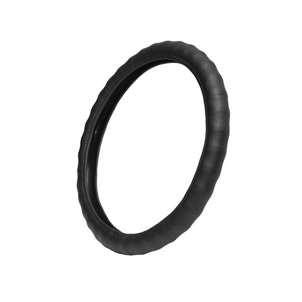 Чехол руля кожаный каркасный ребристый, черный, обхват 9.5 см, размер 37 - 39 см PATRON PCC4100