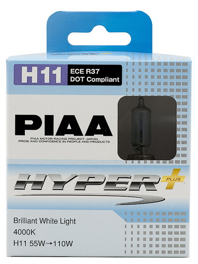 PIAA HYPER PLUS 4000K H11 комплект ламп головного света 2шт. PIAA HE834H11