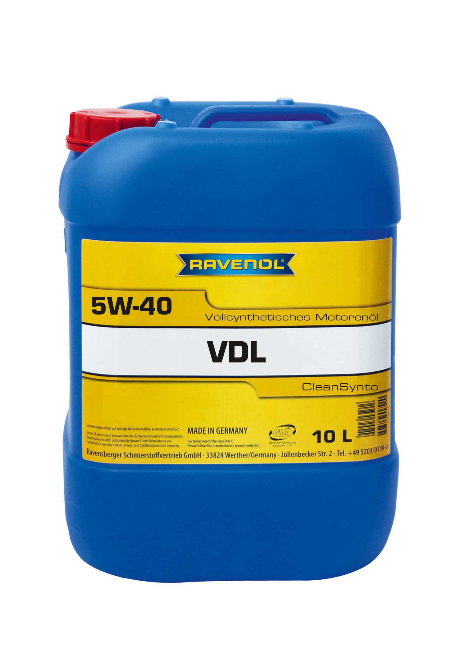 Моторное масло RAVENOL VDL SAE 5W40 (10л) new 4014835723740