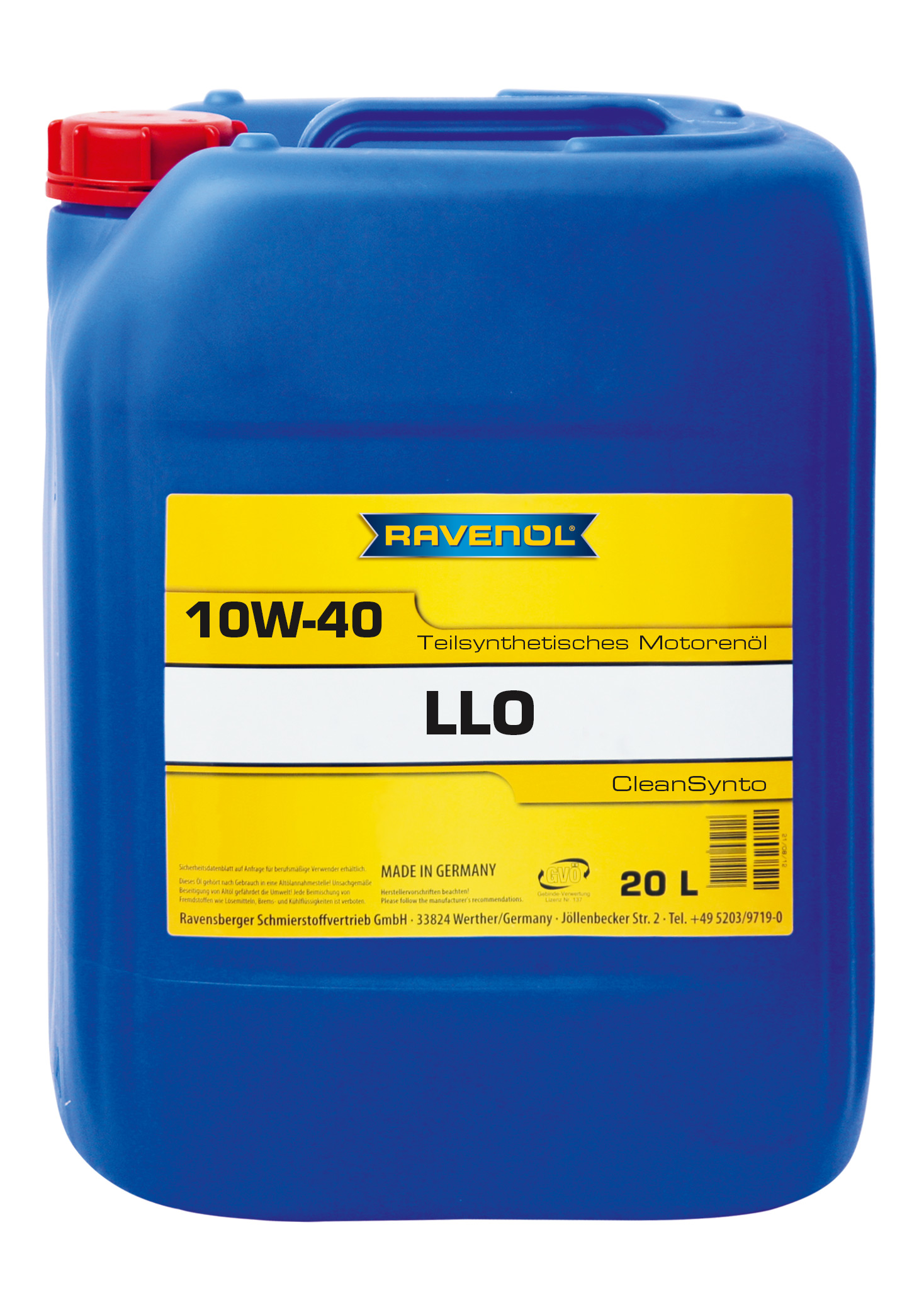 Моторное масло RAVENOL LLO SAE 10W40 (20л) new 4014835724327