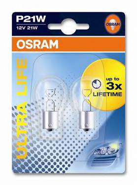 Лампа P21W 12V 21W BA15s ULTRA LIFE (Двойной блистер) OSRAM 7506ULT02B