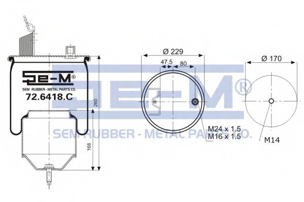 Подушка воздушная c метал. стаканом Volvo 20582214 SEM OTOMOTIV (SEM LASTIK) 726418C