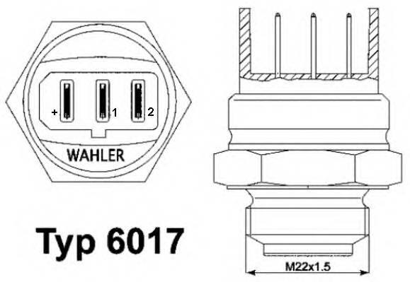 Датчик включения вентилятора VW Golf/Passat 1.05-2.8i/1.6D/1.9D/TD 83-00 WAHLER 601795D