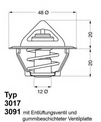 Термостат Opel Kadett/Astra/Vectra 1.2-1.6i 84 WAHLER 301792D2