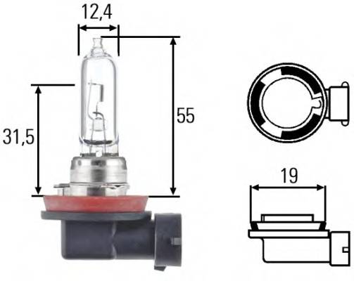 Лампа накаливания H9 12V 65W PGJ 195 HELLA 8GH008357001