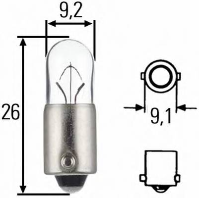 Лампа накаливания T4W 12V 4W BA 9s HELLA 8GP002067121