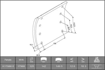 Накладки тормозные std (325x150) (93058 BERAL 1798816206016498