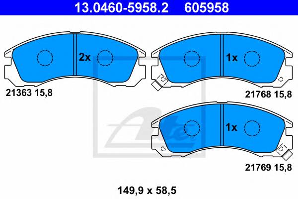Колодки дисковые передние для Mitsubishi Galant 2.0/2.5/2.4GDi 89 /L200 2.5D 96 ATE 13046059582