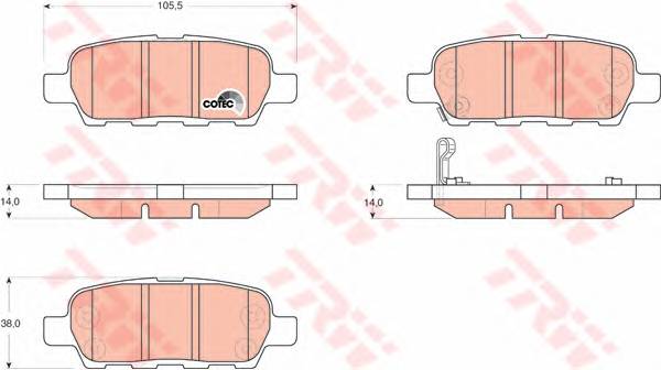 колодки дисковые задние для Nissan X-Trail 2.0/2.5/2.2CDi 01 TRW GDB3294