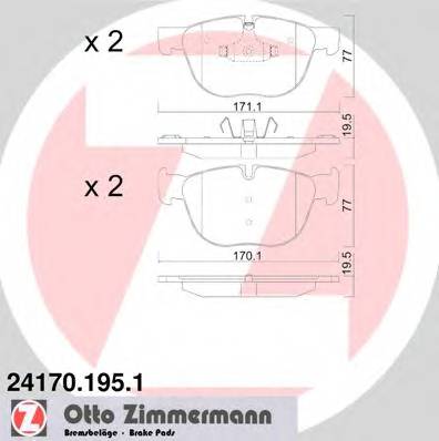Передние колодки ZIMMERMANN 241701951 подготовлено для датчика износа 241701951
