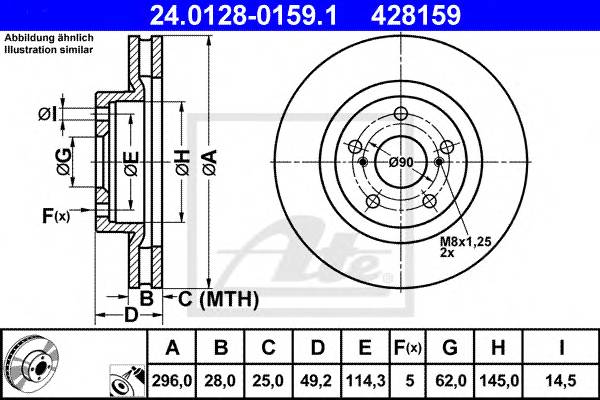 Диск тормозной передний для Toyota RAV4 2.0/2.2D 06 ATE 24012801591