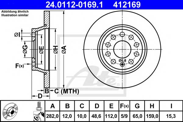 Диск тормозной задний для VW Passat 1.6/2.0FSi/TDi 05 ATE 24011201691