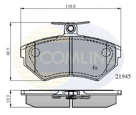 Передние колодки COMLINE CBP0736 без датчика износа