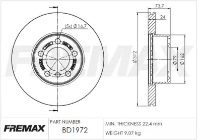 Передний тормозной диск FREMAX BD1972