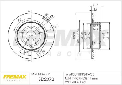 Задний тормозной диск FREMAX BD2072