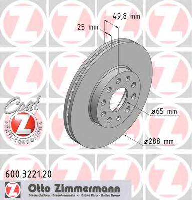 Передний тормозной диск VAG Coat Z ZIMMERMANN 600322120