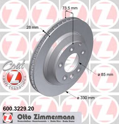 Задний тормозной диск ZIMMERMANN 600322920